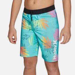 NWT Hurley Teal Tropical Print Swim Shorts
